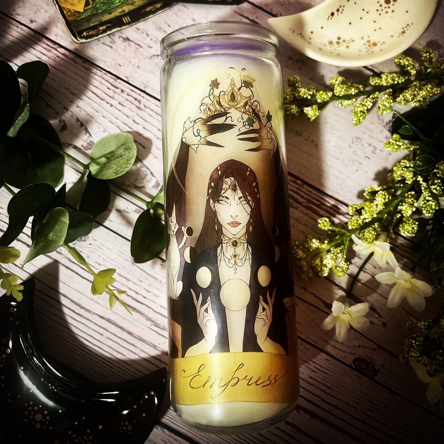 Empress Tarot Card Prayer Spell Scented Candle - Shimmer Effect