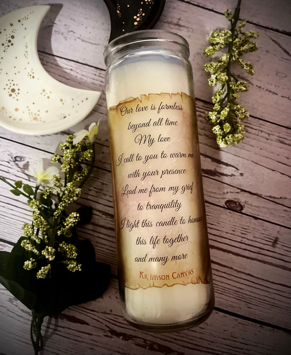 Love Beyond Death Prayer Spell Scented Candle - Shimmer Effect