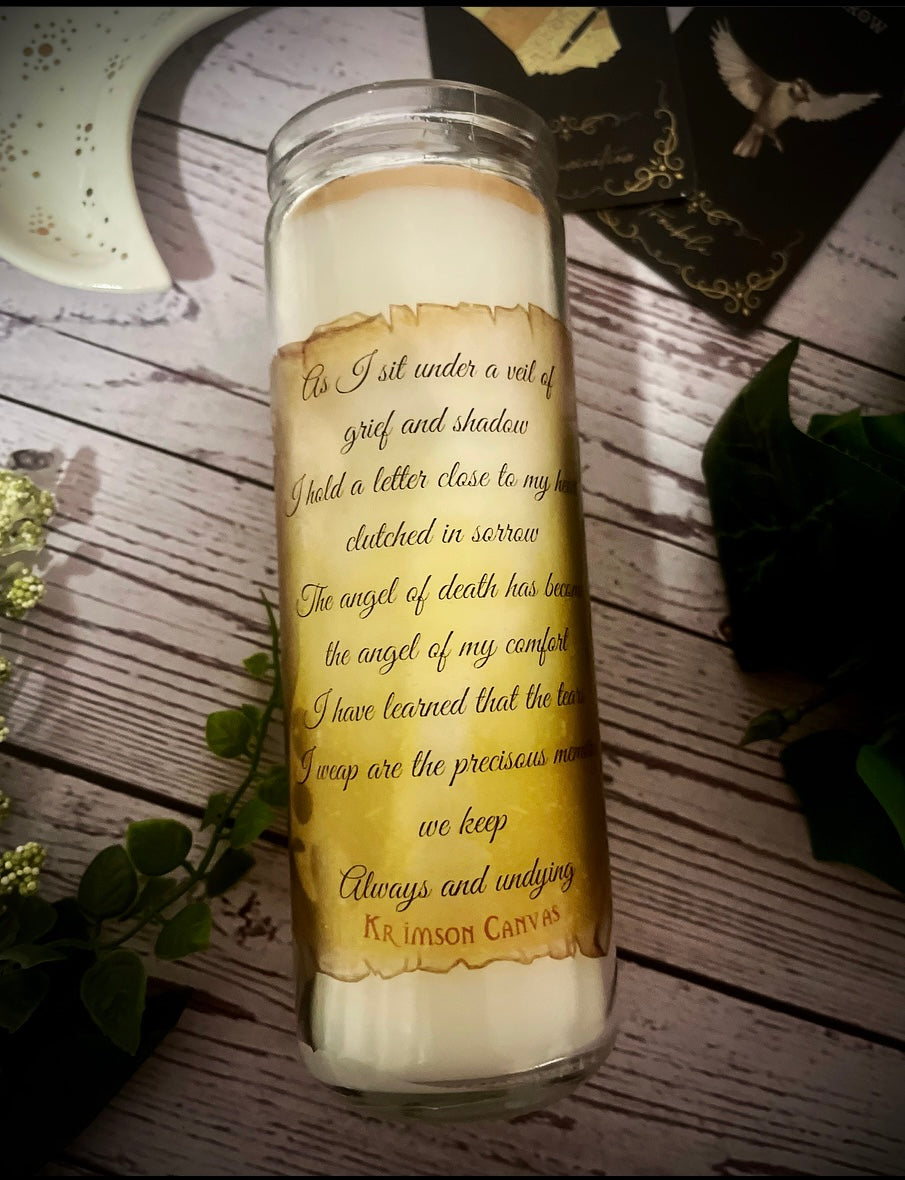 Angel of Grief Prayer Spell Scented Candle - Shimmer Effect