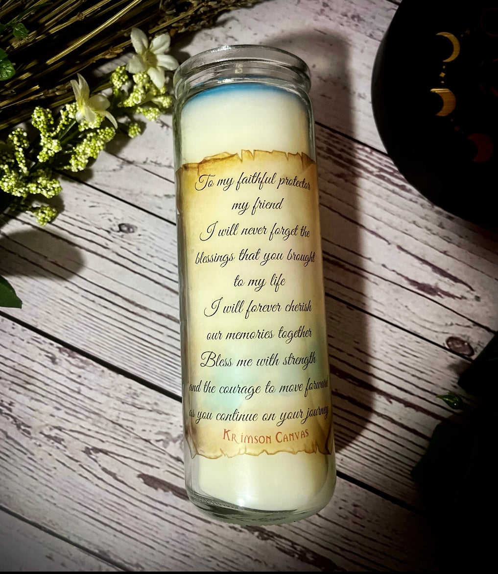 Treasured friend cat prayer candle